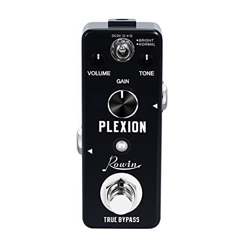 Rowin Plexion Distortion Pedal for Guitar and Bass with Bright and...