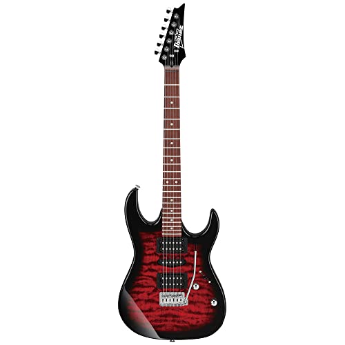 Ibanez 6 String Solid-Body Electric Guitar, Right, Transparent Red...