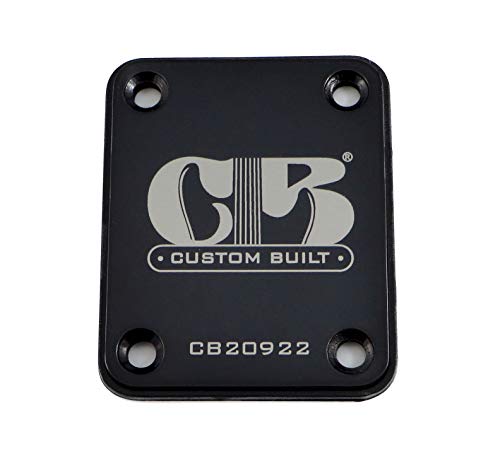 'Custom Built' Engraved Guitar Neck Plate - Standard 4 Bolt Style -...