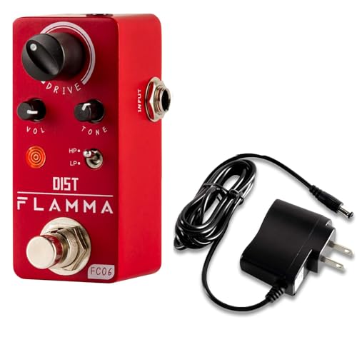 FLAMMA FC06 Mini Distortion Pedal with 9V 300mA Power Supply