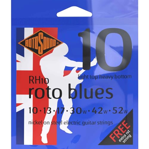 Rotosound RH10 Nickel Light Top/Heavy Bottom Electric Guitar Strings...