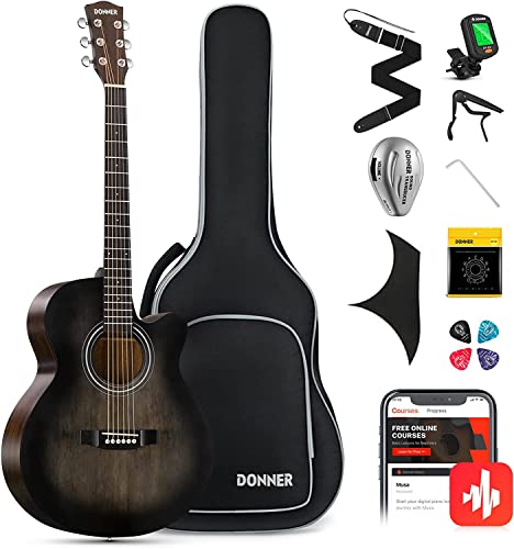 Donner Acoustic Guitar for Beginner Adult 40 Inch Cutaway Acustica...