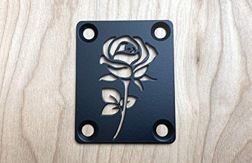 ROSE NECK PLATE FOR YOUR CUSTOM GUITAR OR BASS - INDUSTRIAL BLACK