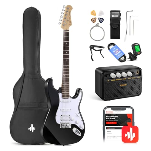 Donner DST-100B 39 Inch Electric Guitar Beginner Kit Solid Body Full...