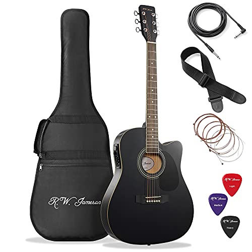 Jameson Guitars Full Size Thinline Acoustic Electric Guitar with Free...