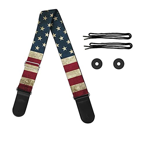 GLENLCWE Vintage American Flag Print Guitar Strap for Acoustic Guitar...