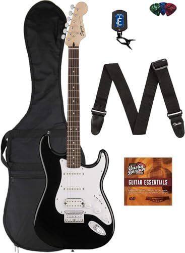 Fender Squier Bullet Stratocaster HSS - Black Bundle with Gig Bag,...
