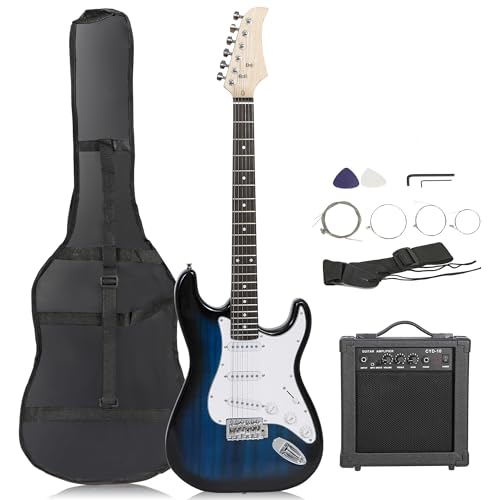 Smartxchoices 39' Electric Guitar Beginner Kit Full Size Blue Guitar...