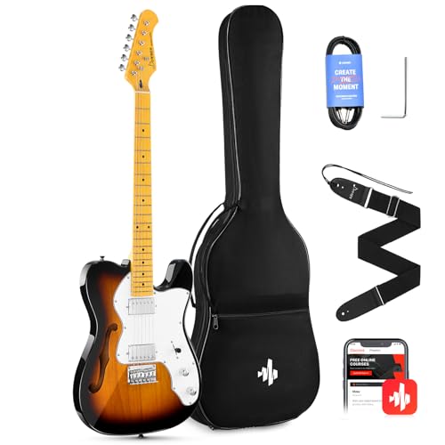 Donner 39 Inch Jazz Electric Guitar TL Thinline F Hole Beginner Full...