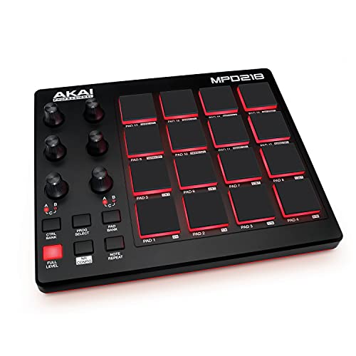 AKAI Professional MPD218 - USB MIDI Controller with 16 MPC Drum Pads,...