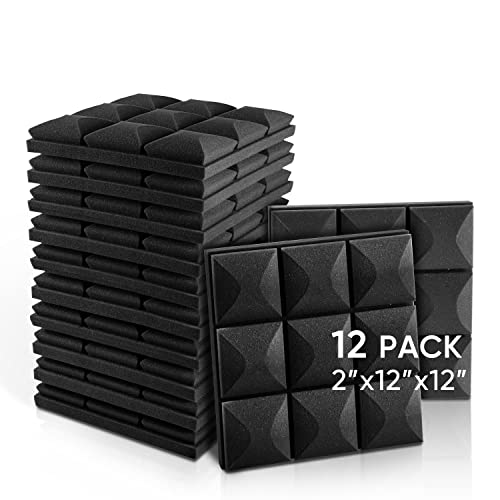 Fstop Labs Acoustic Foam Panels, 12 Pack Black 2'' X 12' X 12'...