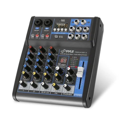 Pyle Professional Audio Mixer Sound Board Console System Interface 4...
