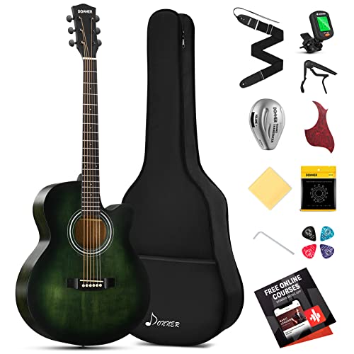 Donner 40 Inch Acoustic Guitar Cutaway Acustica Guitarra Beginner...