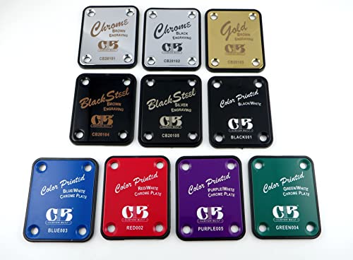 Engraved or Color Printed guitar neck plate with Custom Built logo -...