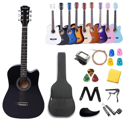 Rosefinch 38 inch Acoustic Beginner Guitar 3/4 Size Basswood Glossy...