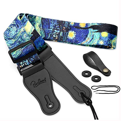 BestSounds Van Gogh Starry Night Guitar Strap Includes Strap Button &...