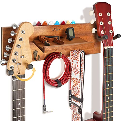 SNIGJAT Guitar Wall Mount with 2 Rotatable Rubber Hook, Wood Guitar...