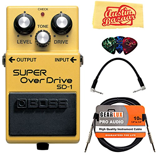 Boss SD-1 Super Overdrive Bundle with Instrument Cable, Patch Cable,...