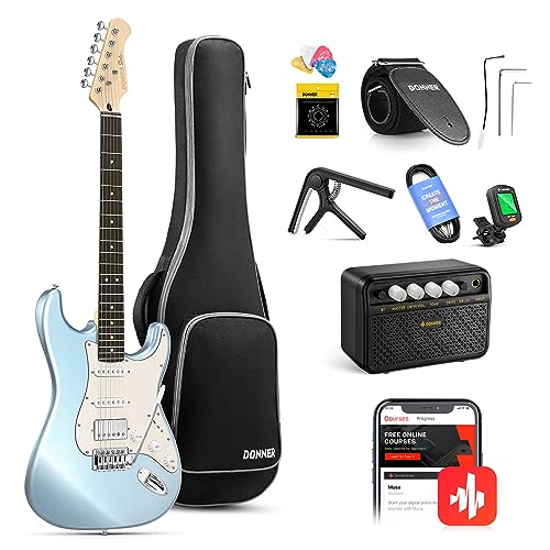 Donner DST-152R Electric Guitar, 39' Beginner Electric Guitar Kit, HSS...