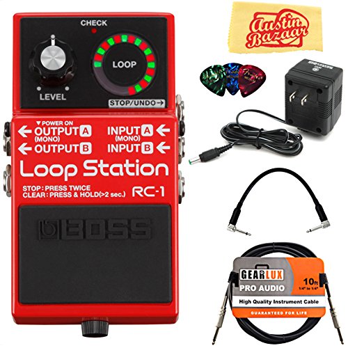 Boss RC-1 Loop Station Bundle with Power Supply, Instrument Cable,...