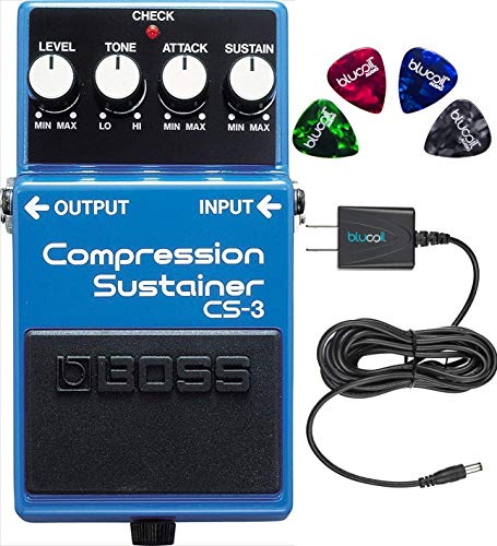 BOSS CS-3 Compressor Sustainer Pedal Bundle with Blucoil Power Supply...