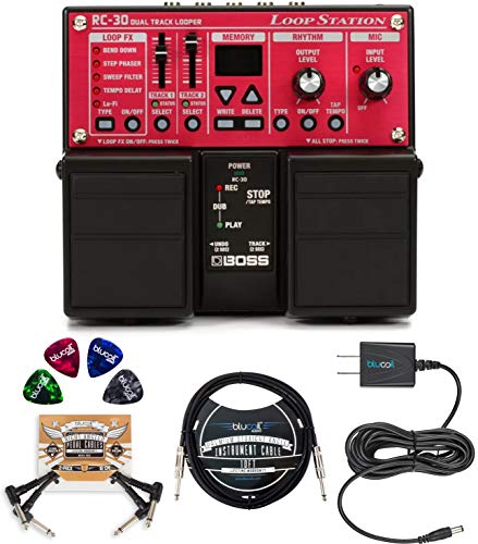 BOSS RC-30 Loop Station Bundle with Blucoil Slim 9V 670mA Power Supply...