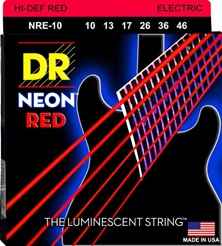 DR NRE10 Strings Hi-Def Neon Red Electric Medium